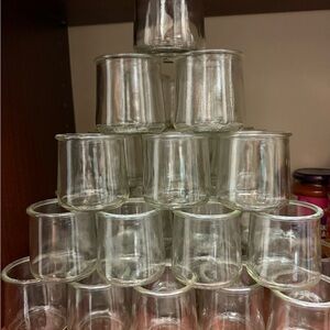Oui yogurt glass jars (15) empty& cleaned-Crafts,candles,storage approx 3x2.5”